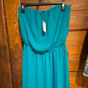 Teal strapless dress